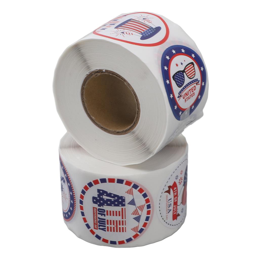 2 Rolls Sticker Patriotic Theme Self Adhesive Sticker Round Cartoon Stickers for Gift Wrapping Envel