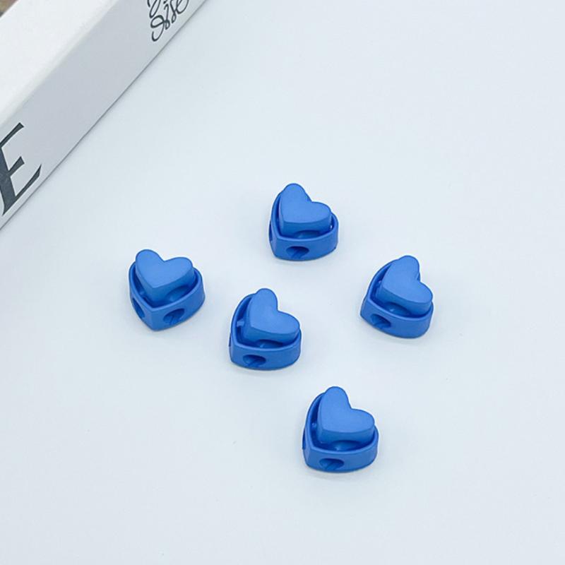 5Pcs Colorful Garment Stoppers Heart-Shaped Plastic Cord Locks Double Hole Spring Toggle Anti-Slip Stoppers Garment Accessories