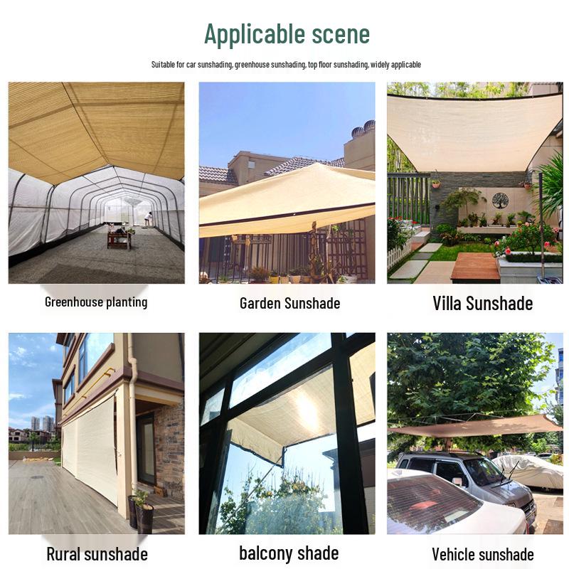 Beige Cross-Border Courtyard Sunshade Net - Thickened, Perforated Sun Protection for Balcony and Door Edges