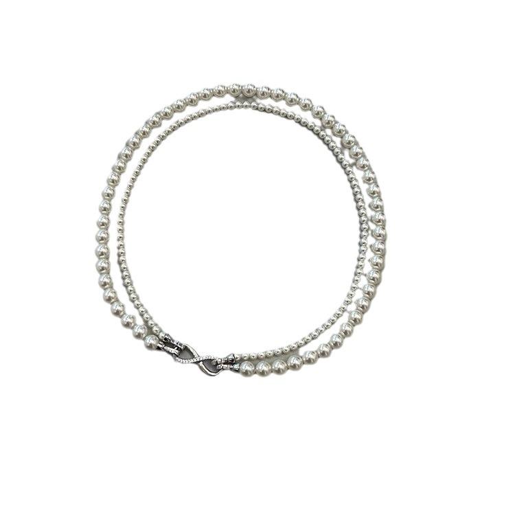 Akoya Gray Pearl Double-Strand Choker with Figure-8 Clasp