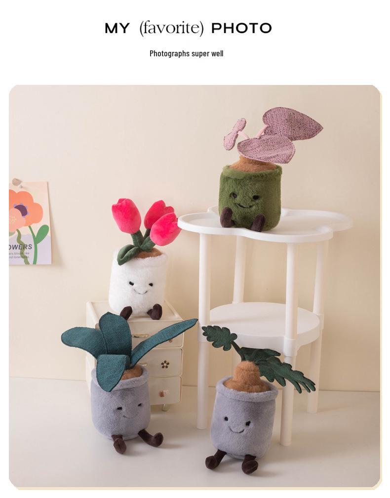 Stil JC Lalea Coadă de Tigru Monstera & Orhidee în Ghiveci Jucărie de Pluș Decor de Interior