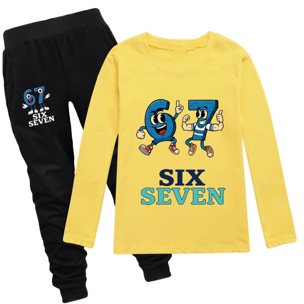 5225 Kinder Jungen Mädchen Steal a Brainrot 67 Print T-Shirt Hose Kleidung Set