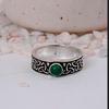 Green Onyx Celtic Knot Silver Band Ring | Infinity Symbol Brass Jewelry | Spiritual Gift for Him/Her