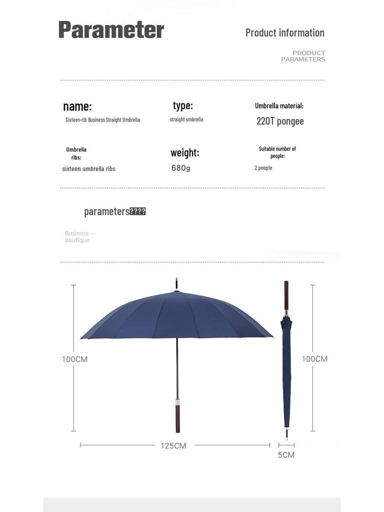 Luxurious Solid Wood Long Handle Umbrella - Men's Reinforced Extra Large Retro Wind & Storm-Proof Dual-Use Umbrella