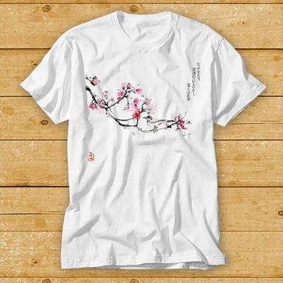 Uccello su Sakura Kanji Orientale Zen Maglietta Giapponese 1945