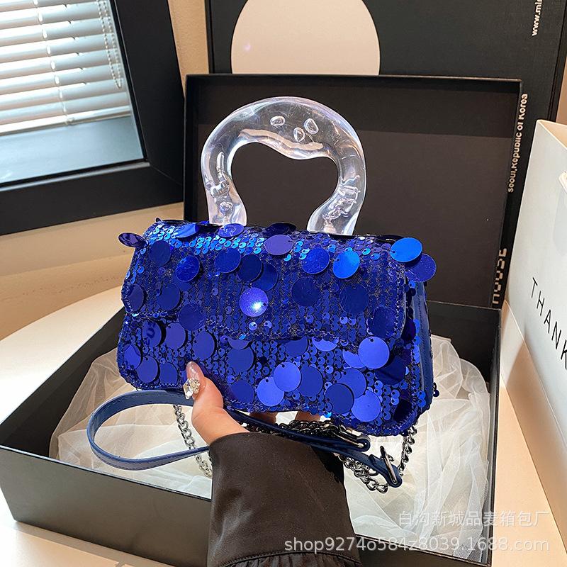 Premium Texture Dinner Casual Small Bag Women's 2025 New Popular Versatile Sequin Bag Hand Shoulder Chain Bag