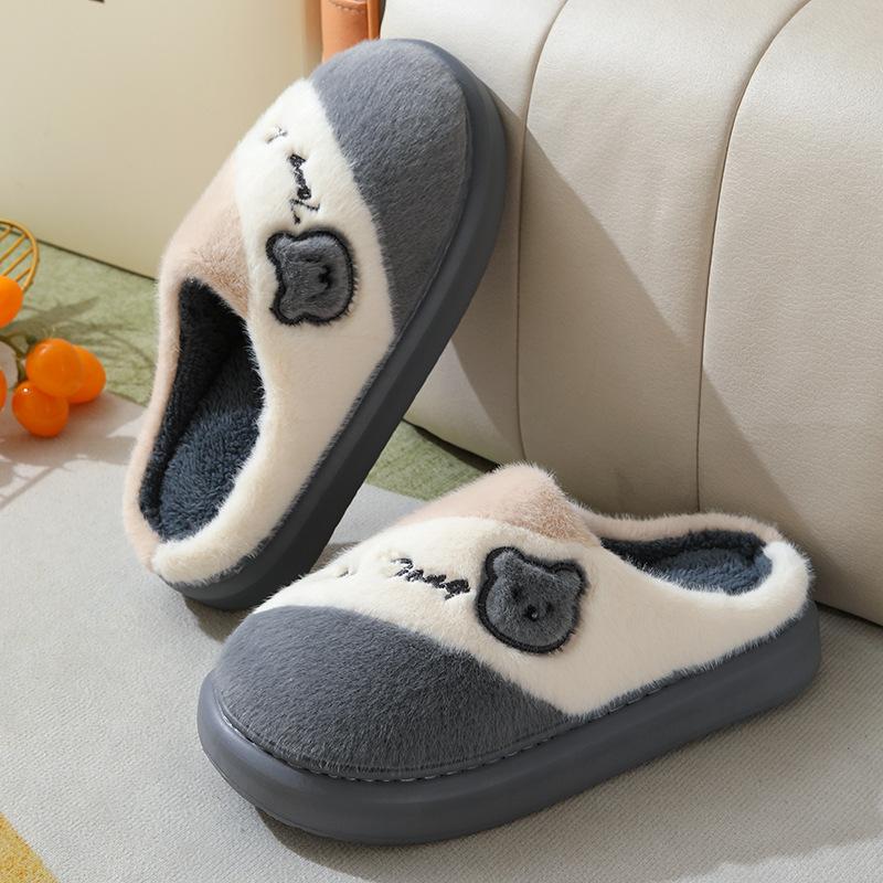 Cotton slippers step on shit feeling women autumn and winter home indoor couple thick bottom non-slip fluffy warm cotton slippers men winter