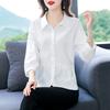 Three Quarter Sleeve Solid Turn-down Collar Simplicity Button Loose Blouses Office Lady Women's Clothing Elegant Fashion Casual