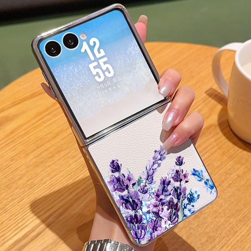 

Чехол в простом стиле с цветочным узором для Samsung Z Fold 7 6 5, роскошный гибридный 3-в-1, кожаная накладка с покрытием, складная крышка для телефона для Samsung Z Fold7 Fold6 Fold5 Samsung Z Flip7 бежевый