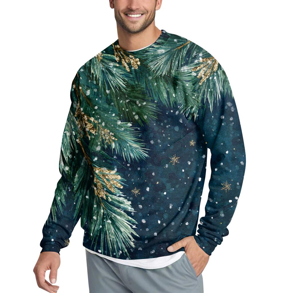 Men's Casual Fashion Printed Round Neck Pullover Sweatshirt