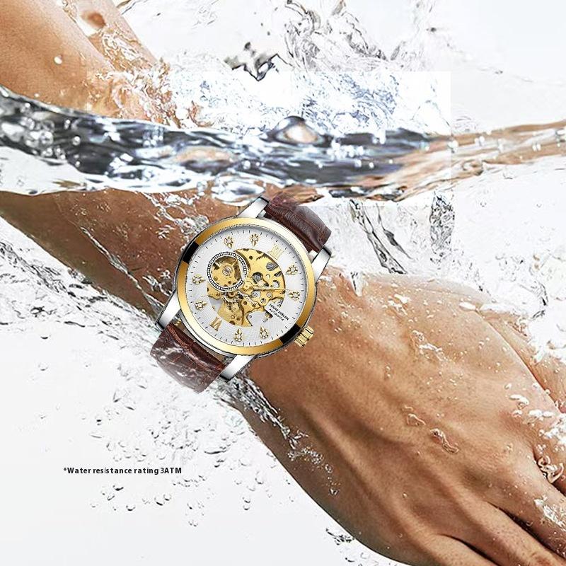 Top Brand Hollow Diamond Watch Waterproof Business Automatic Mechanical Watch Men's Wristwatch