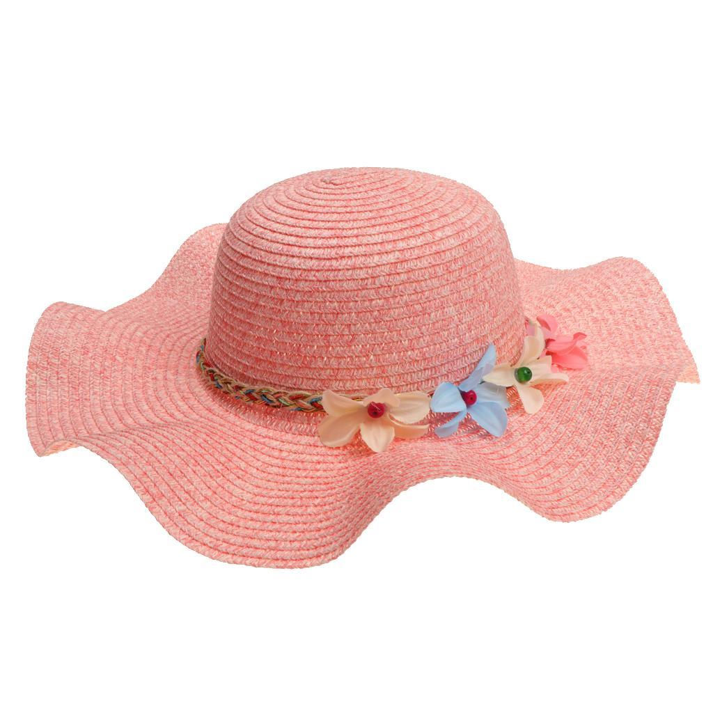 Women Girls Beach Floppy Foldable Sun Hat Wide Brim Straw