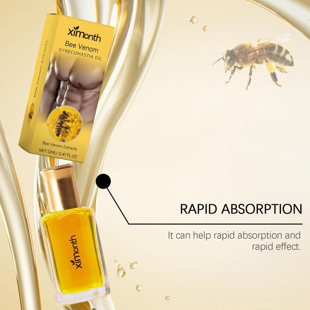 Ximonth Bee Venom Male Chest Oil Men's Chest Firming Contouring Skin Nourishing Massage Treatment