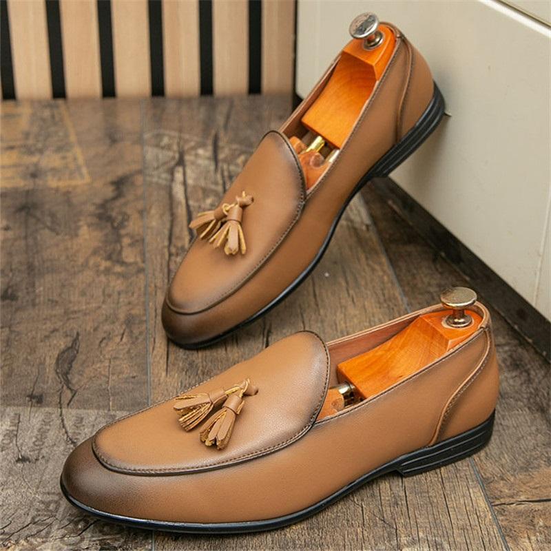 Trend New British Yellow Red Tassel Driving Shoes For Men Dress Evening Wedding Office Footwear Prom Sapato Social Masculino