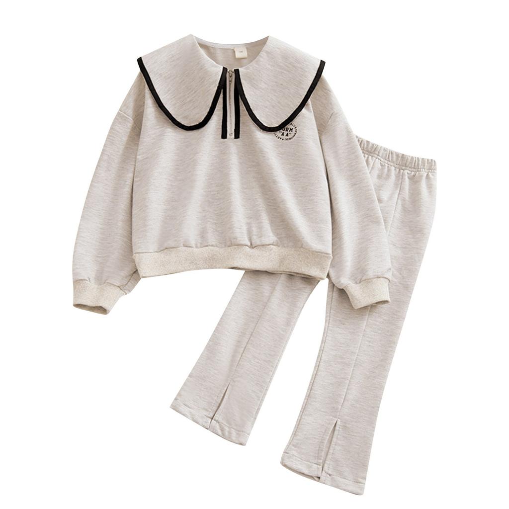 Children's Doll Collar Sweatshirt Pants Casual Two-piece Suit