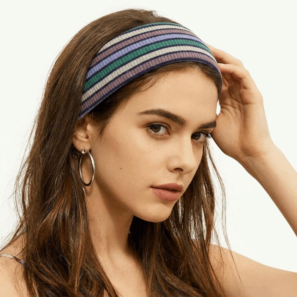 Soft Sports Headwrap Wide Band Yoga Hairband New Striped Headband Gym