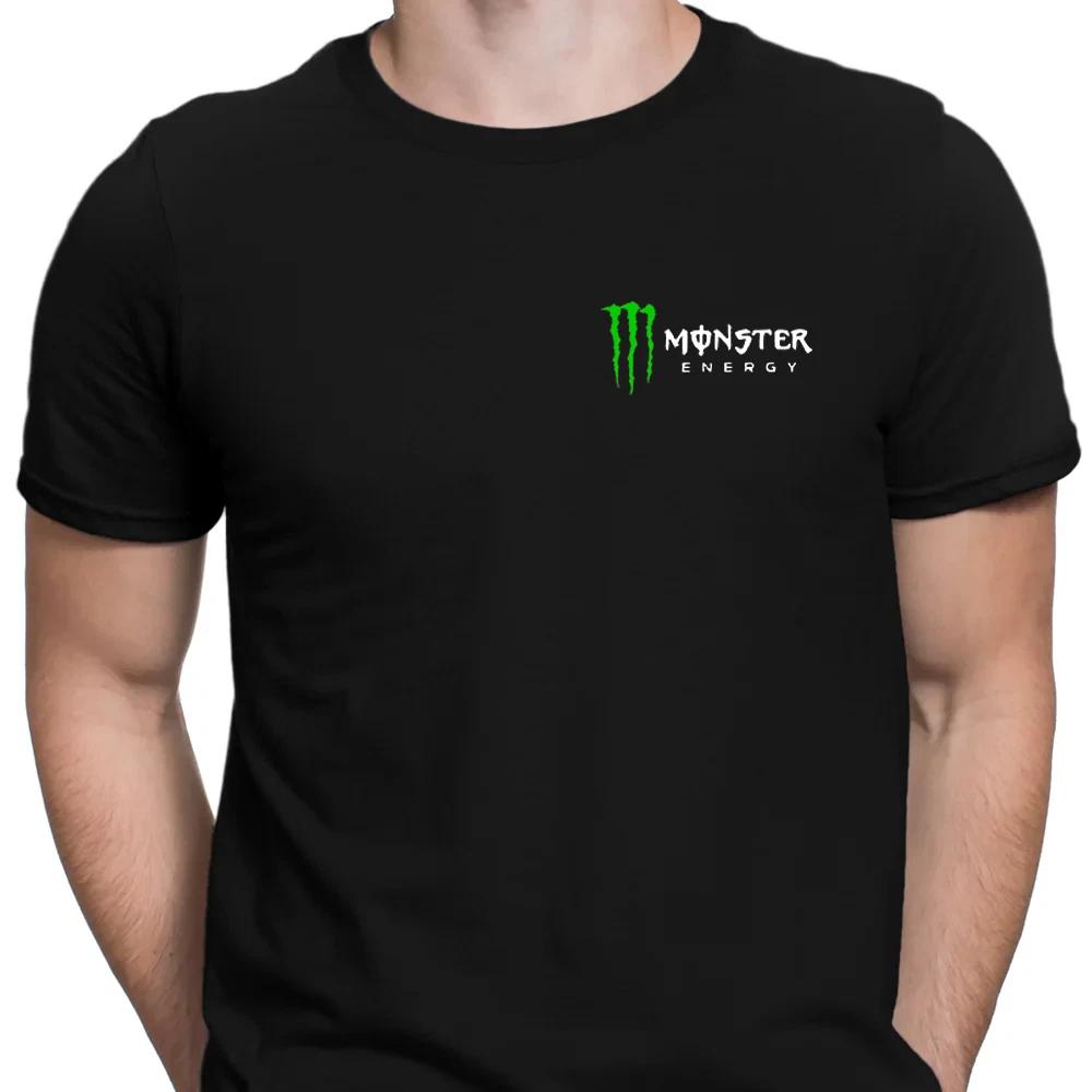 Черная футболка с логотипом Monster Energy Классический крой Футболка Автомобильный Уличный стиль S
