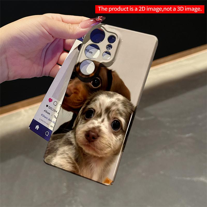 2DFlat Samsung phone case Adorable Dachshund Puppies Close-Up Phone Case Applicable to Galaxy S22 S23 S24 S25ULTRA S26 A12 A13 A14 A15 A16