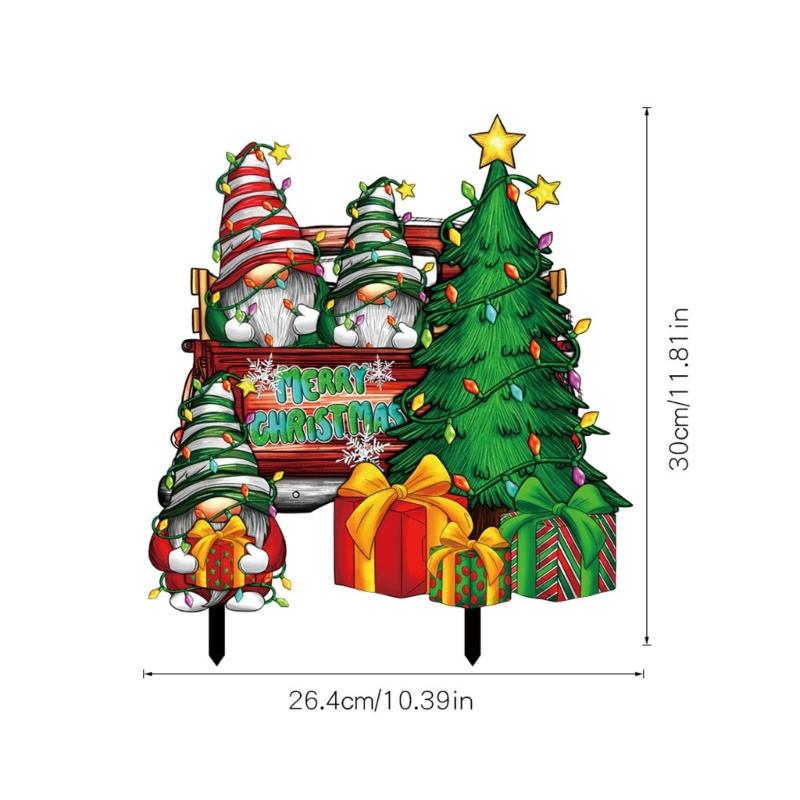 Christmas Chicken with Bulb Stakes Xmas Garden Yard Signs Rooster Yard Art Outdoor Christmas Decorations for Lawn Patio