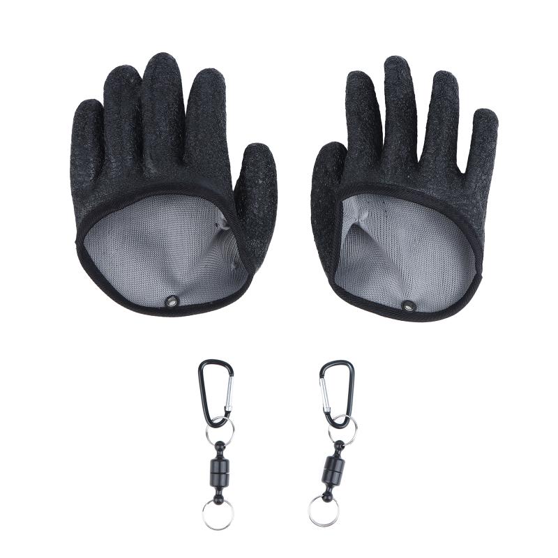 Fishing Gloves Waterproof Anti Slip Puncture Resistant Quick Wear with Carabiner for Ice Fishing Boating Outdoor Sports
