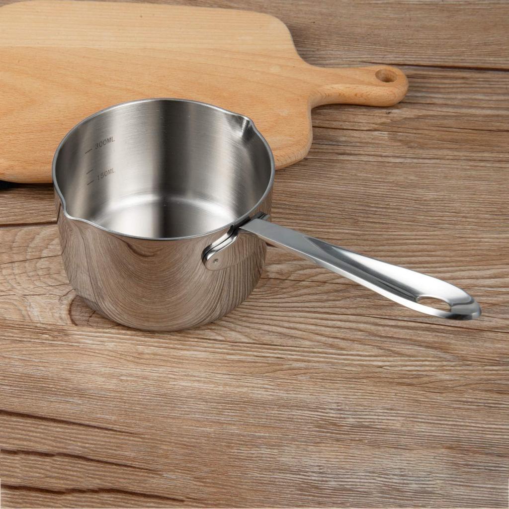 IMEEA Milk Pan, 18-10 Stainless Steel, Induction Cooktop Compatible, 450ml, Mini Milk Pan, Silver