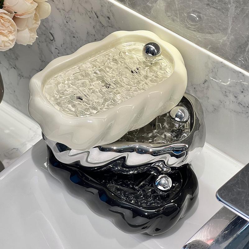 1pc High Aesthetic Ceramic Soap Box, Household Bathroom Countertop Soap Box Holder, High-end Creative Soap Storage Rack