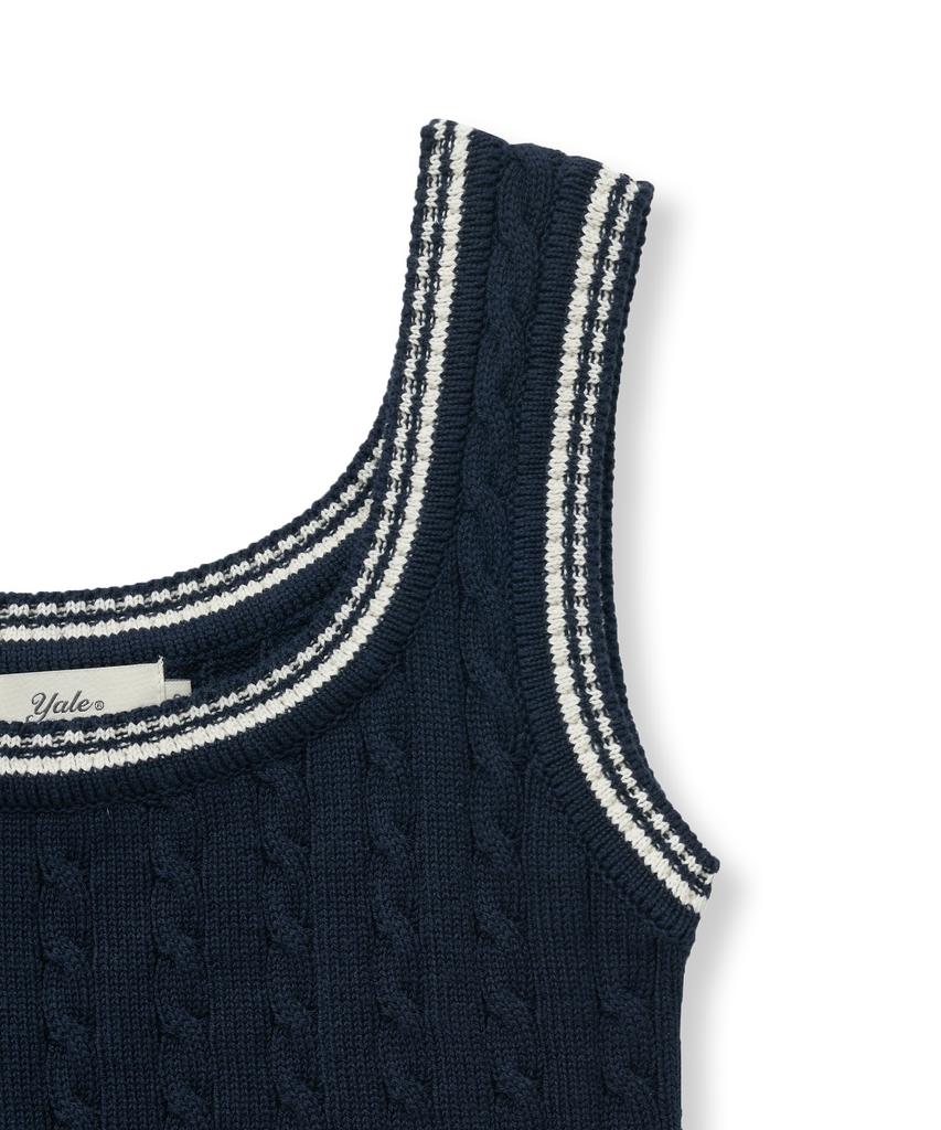 YALE Cable Knit Sleeveless_Navy