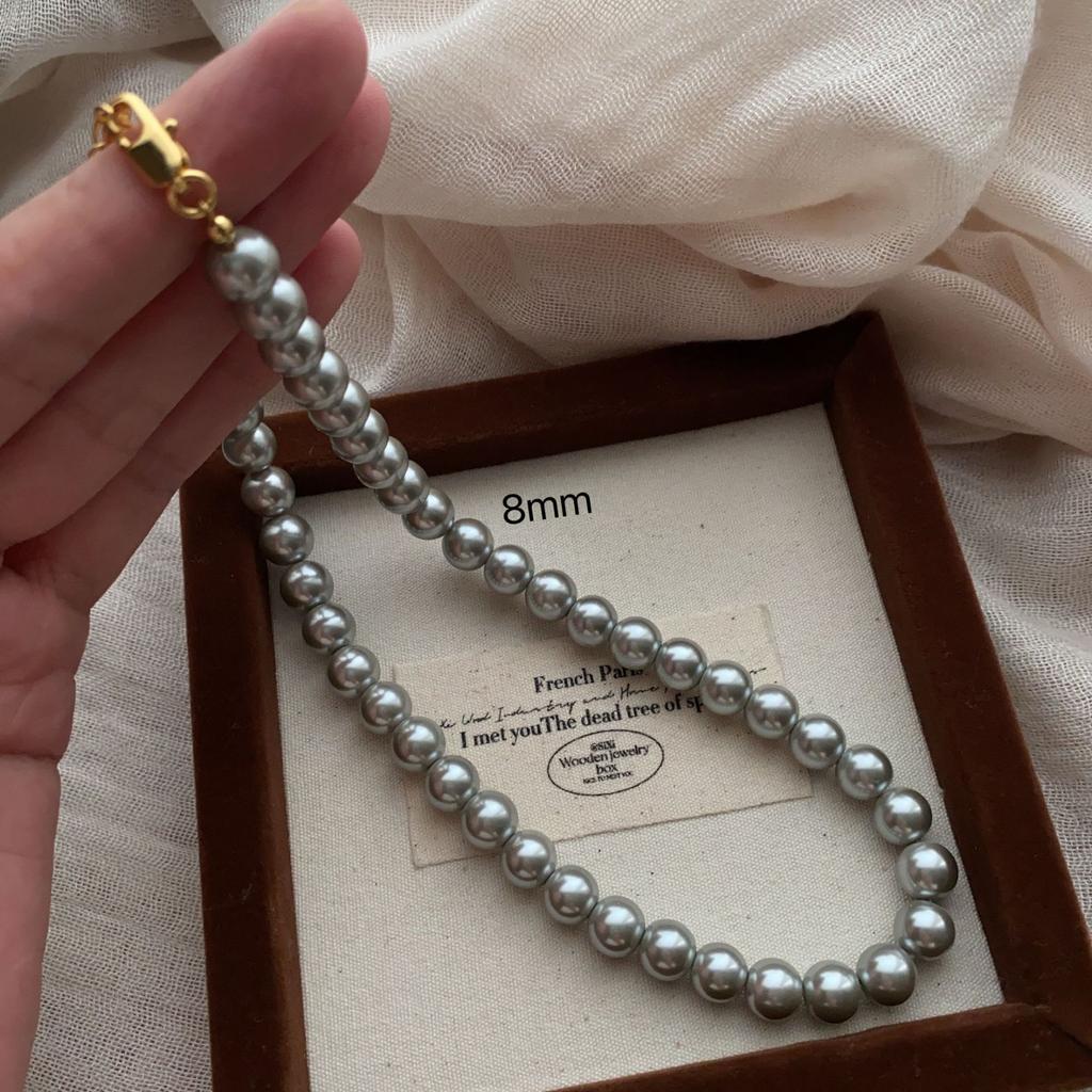 Versatile Necklace, Super Bright Pearl Neck Chain, French Unique Retro Mini Summer Light Luxury Niche