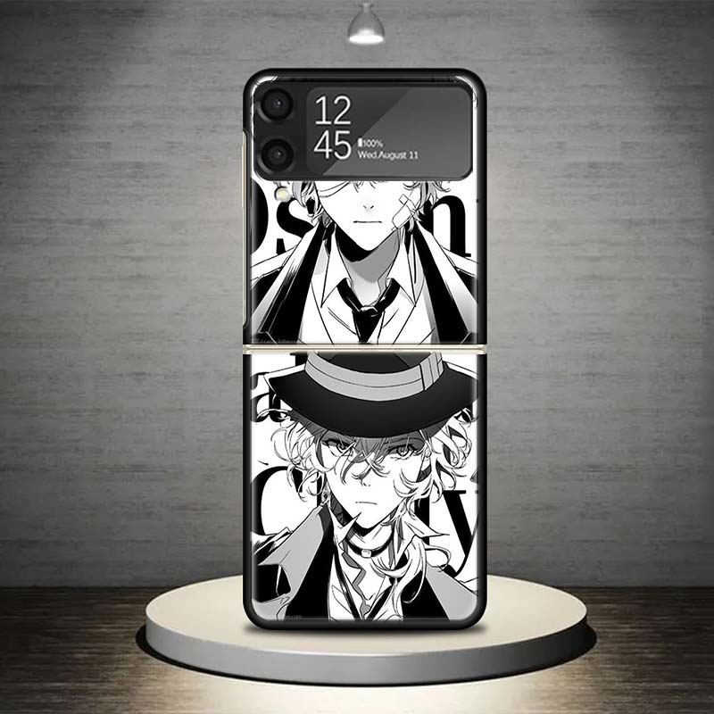 Bungo Stray Dogs Double Black Phone Case For Samsung Galaxy Z Flip 7 6 5 4 3 5G Shockproof Cover Z Flip7 Flip6 ZFlip5 Flip3 Flip