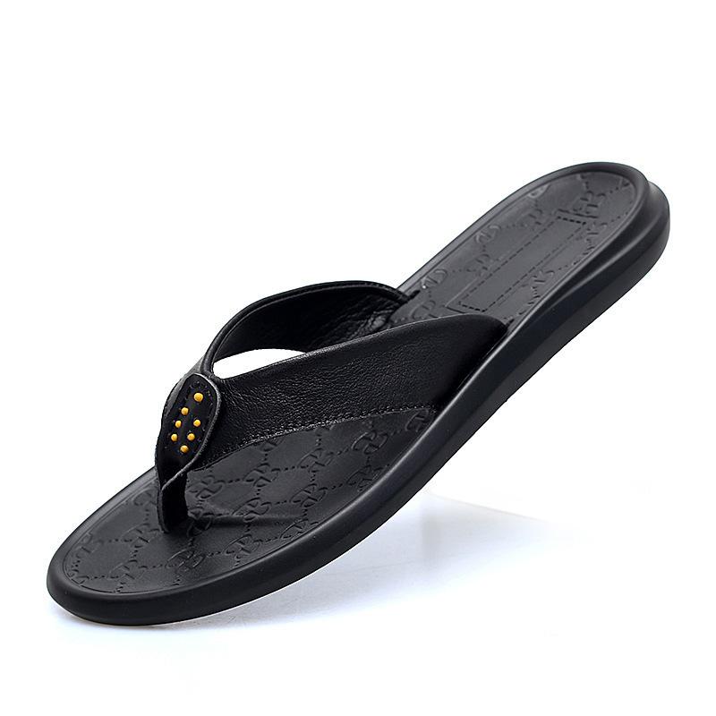 Flip-flops leather summer non-slip soft bottom outdoor personalized cool slippers