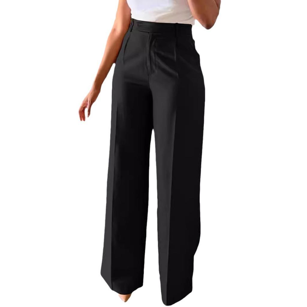 Women High Waist Straight Leg Long Commute Casual Formal Suit Pants