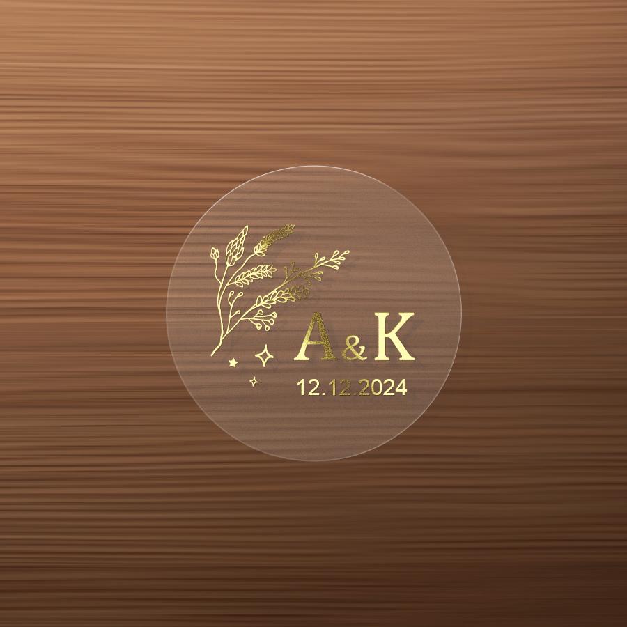 Customize Transparent Gold Stickers - Waterproof Personalized Labels For Wedding Favors Gift Tags  Event Packaging