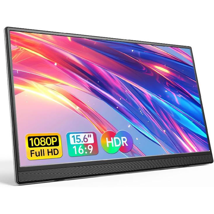 Portable Monitor 15.6 Inch 1080P USB-C HDMI Ultra-Slim Travel Monitor with Kickstand, for Laptop, PC, Mac Phone, PS, Xbox, Swich IPS Ultra-Thin Zero