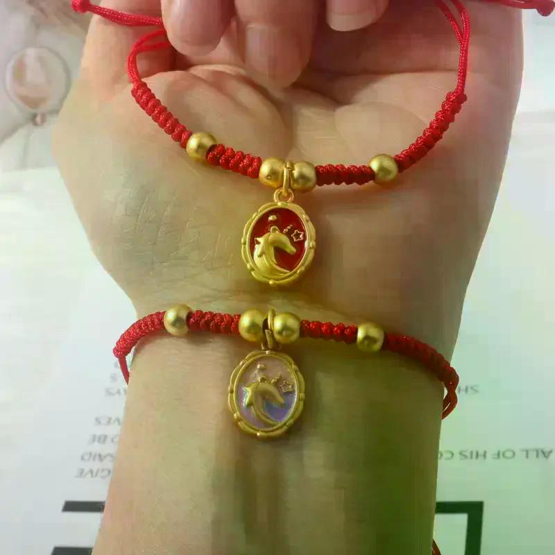 2026 Horse Year Lucky Red Rope Bracelet Chinese Style Zodiac Horse Braided Bracelet Women Fashion Jewelry