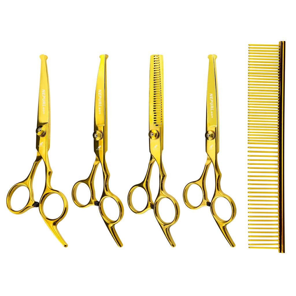 6.0 Inch Baby Head Height Screws 4 Packs, High-End Pet Beauty Scissors Curved And Straight Scissors Set
