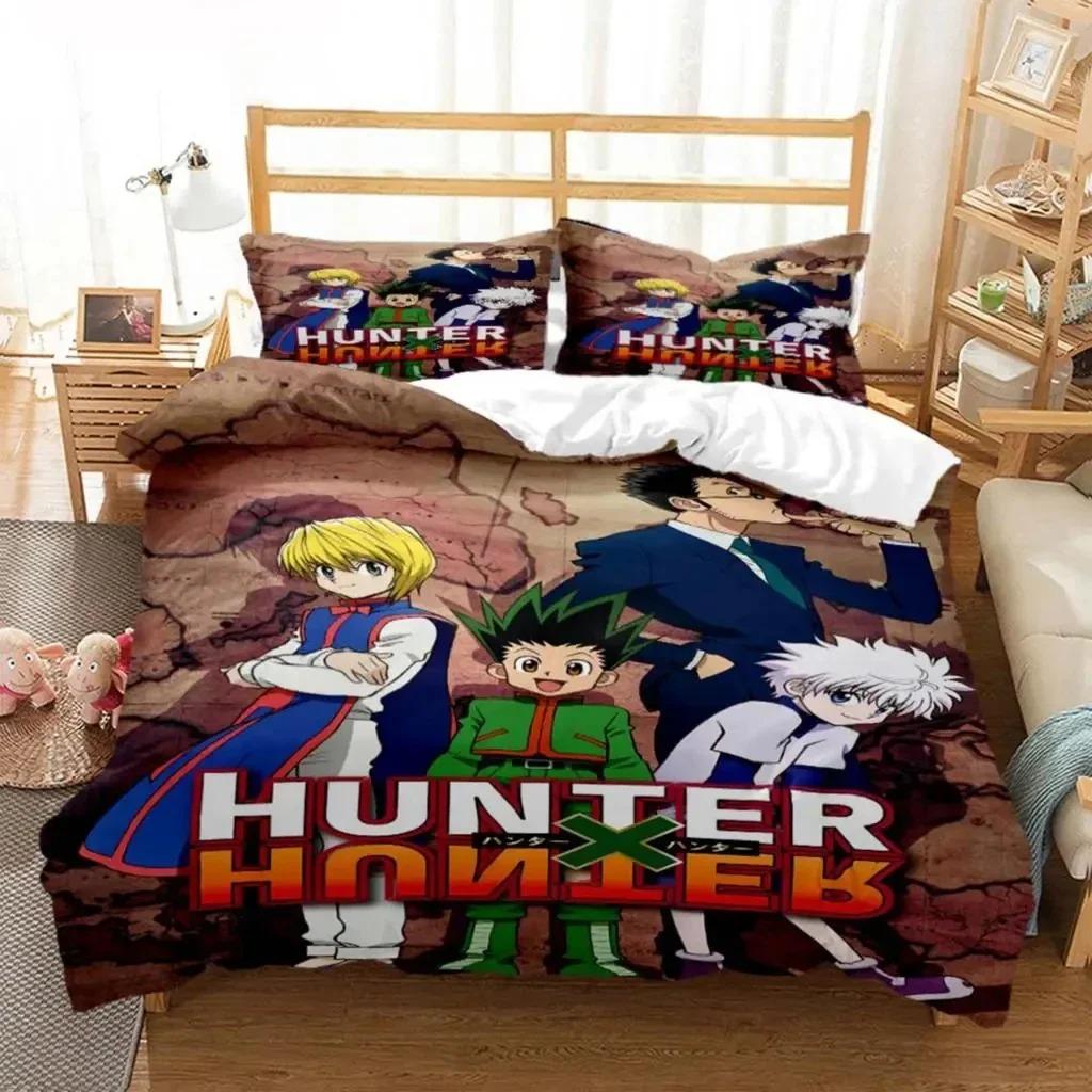 Hunter×Hunter Bedding Set Exquisite Bed Supplies Set Cartoon Anime Duvet Cover Bed Comforter Set Bedding Set Birthday Gift