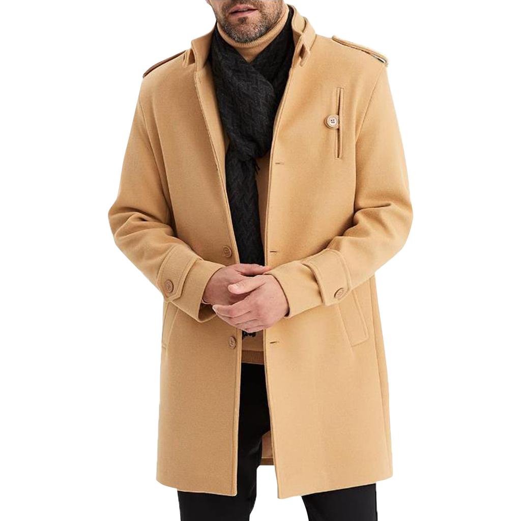 Fashionable Lined Woolen Coat Medium To Long Warm Jacket