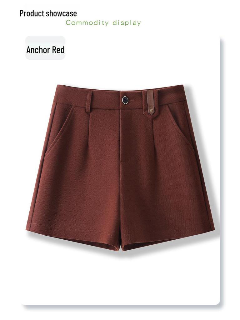 Ancola Women's Red Woolen A-line Bootcut Shorts for Autumn/Winter 2024