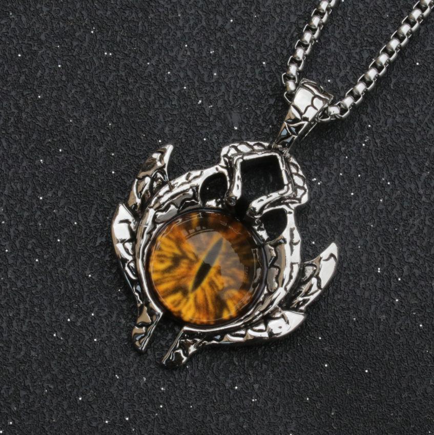 

Hip Hop Rock Evil Eye Pendant Necklace For Men Stainless Steel Chain Skull Jewelry Gift Retro Creative Neck Accessories 60cm