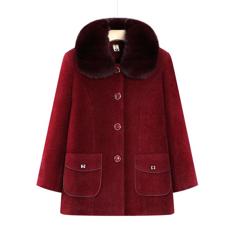 Grandma's Winter Clothes Plus Wool Coat Middle-aged and Elderly People In Autumn and Winter Mink Tops for Women's Noble Mother's Clothes