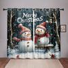 Christmas Snowman Curtains Winter Wonderland 2 Panels 3D Digital Print Holiday Decor Bedroom Living Room Cozy Romantic Snowfall