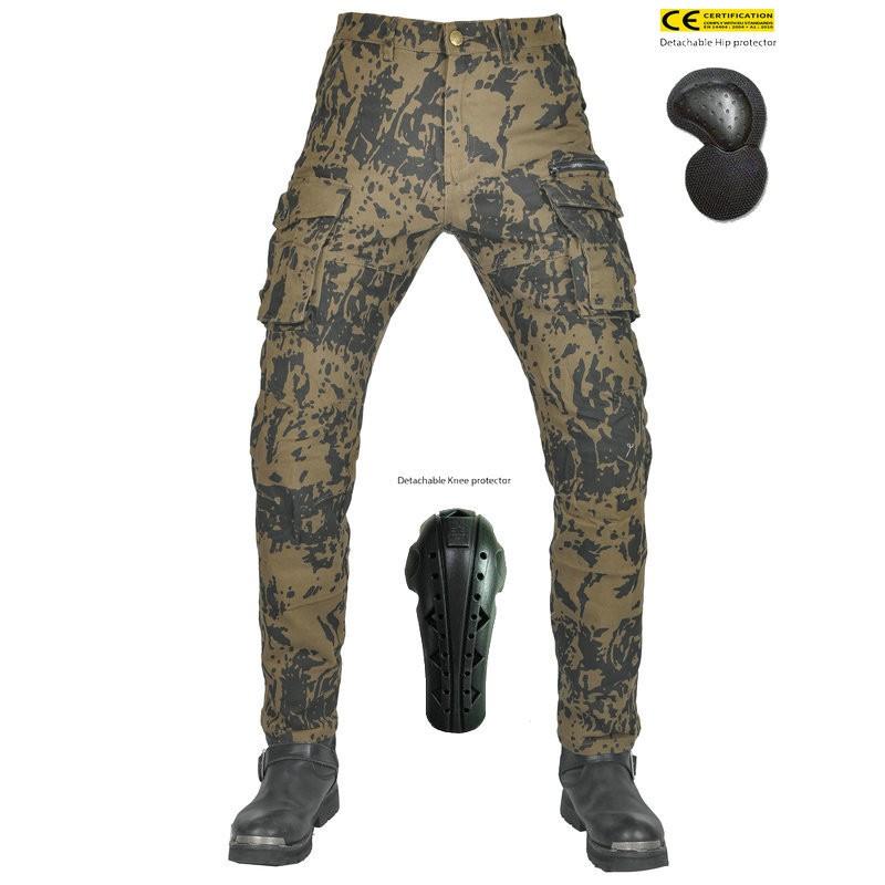 VOLERO Mens Motorcycle Jeans Camo Work Pants With Pads Breathable Motorbike Riding Trousers