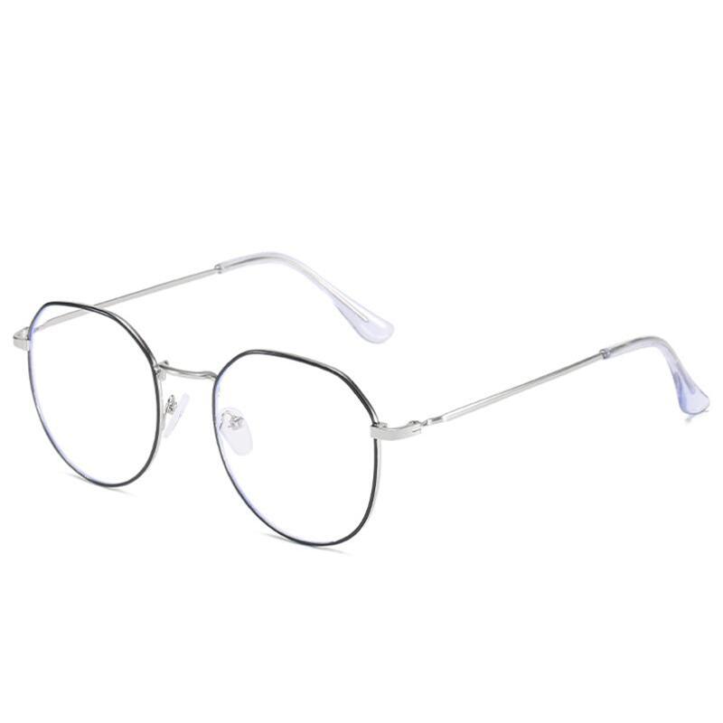Metal Anti Blue Light Myopia Glasses Pink Gold Frame Polygon Nearsighted Spectacles 0 To -6.0