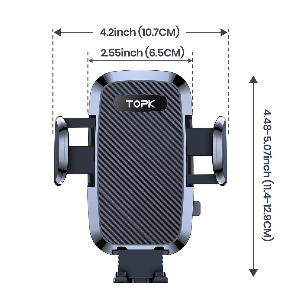 TOPK Car Phone Holder Air Vent Mount [360° Metal Hook] Universal Extension Car Mount For iPhone 15 14 Samsung Xiaomi Car Stand