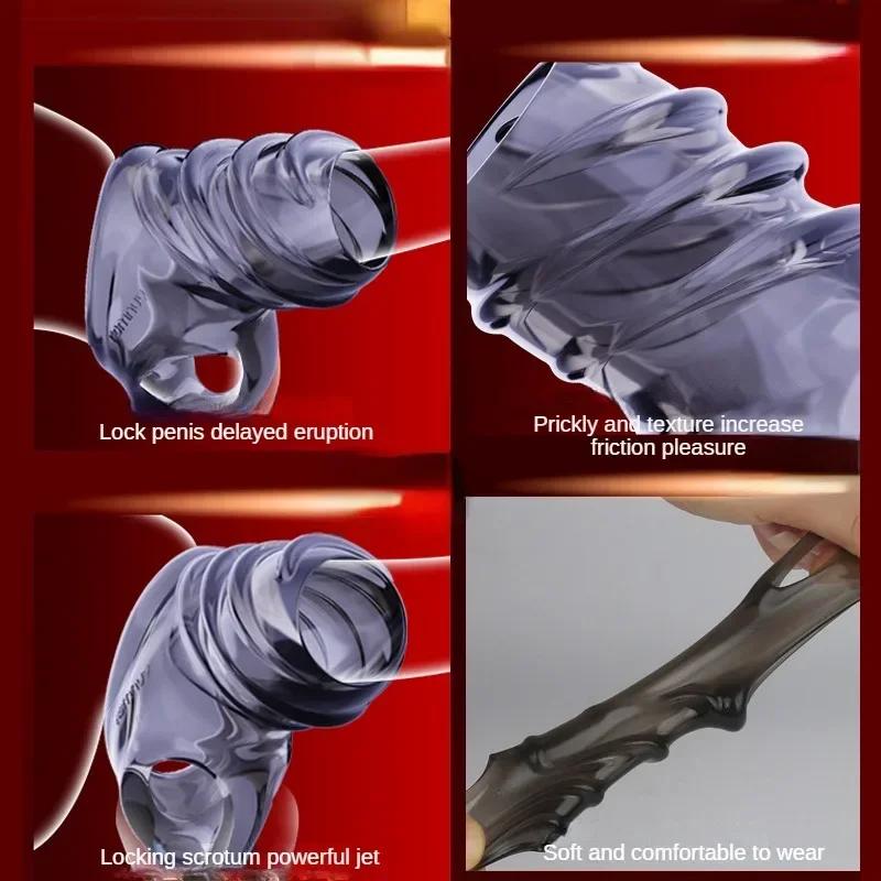 Male Delayed Ejaculation Cock Ring Penis Enlargement Penis Attachment Male Cock Chastity Cage Penis Sleeve Ring Sex Toys For Man