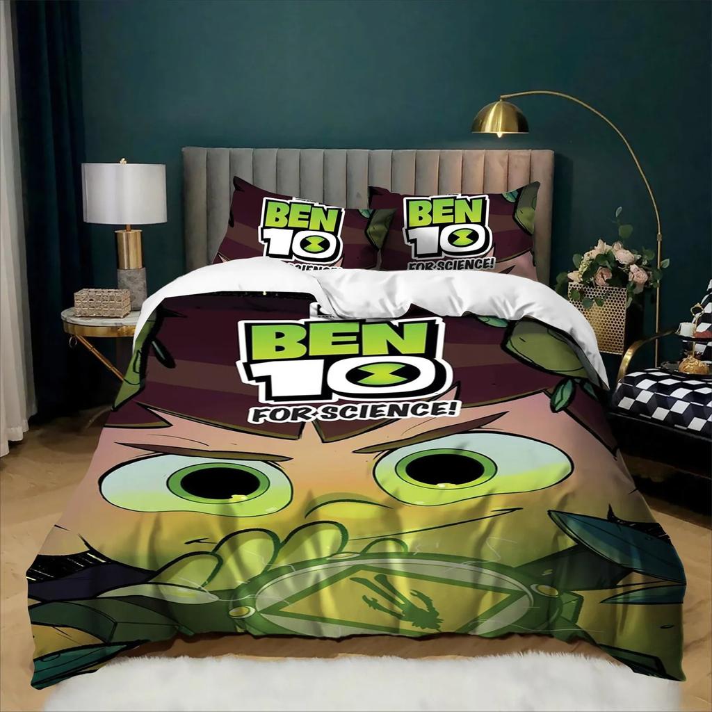 Bedding Set Ben 10 Cartoon 2/3 Pcs 3D Print Duvet Cover Pillowcases Twin Full Queen King Size For Boys Kids Bedroom Decor Gift