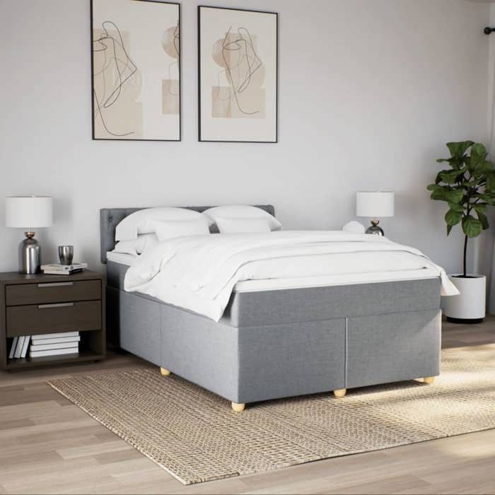 VidaXL Sommier à lattes de lit avec matelas Gris clair 140x190cm Tissu 3286682