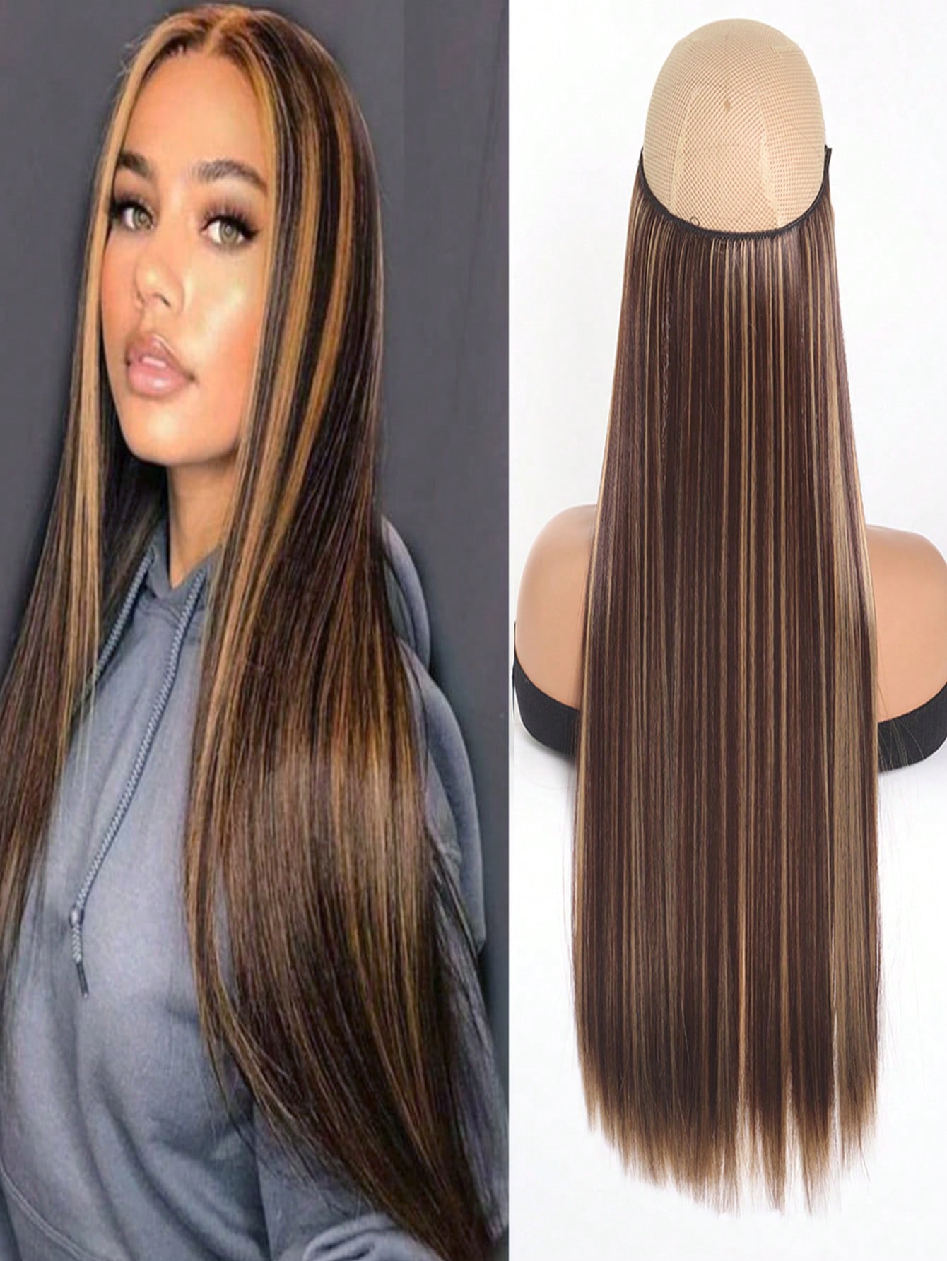 

24-дюймовые синтетические накладные волосы с невидимой проволокой без зажимов в накладных волосах, накладные волосы из рыбьей лески, накладные волосы для женщин, повседневное использование на вечеринках 26inch