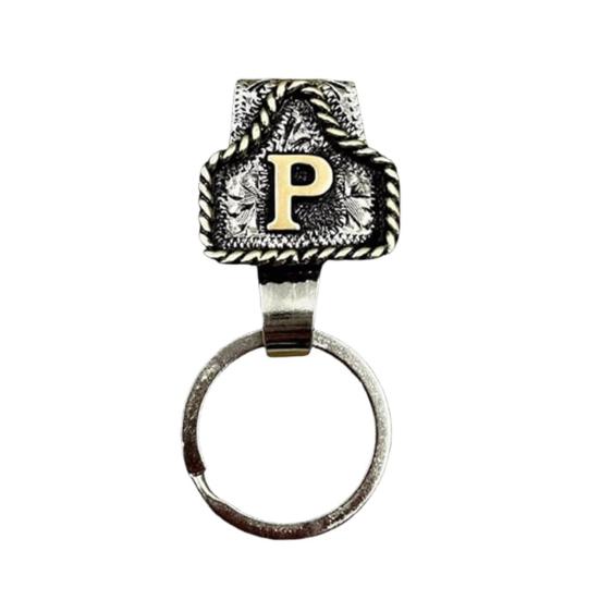 Western Cowboy Letter Keychain Vintage Initial A-Z Key Clip Metal Key Chain Belt Keyring Denim Style Accessory