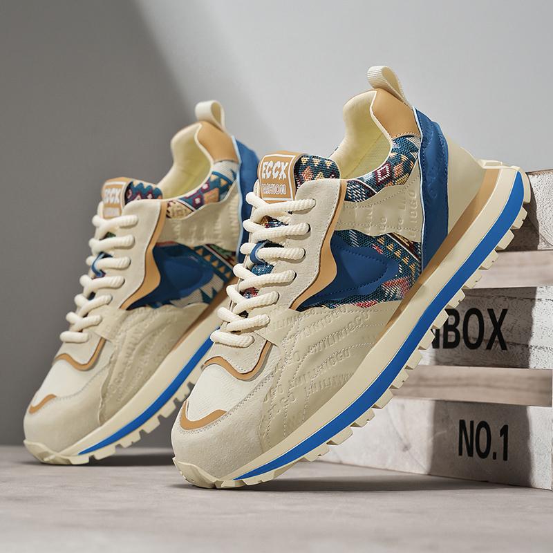 Hot Selling Beige Men's Casual Sneaker Fashion Patchwork Designer Shoes Men Low-cut Comfortable Chunky Sneaker Men Leisure Shoes